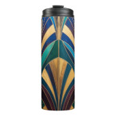 Peacock Jewel Tone Art Deco Feather Thermosbecher (Vorderseite)