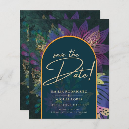 Peacock Jewel Tones Green Blue Wedding (Vorne/Hinten)