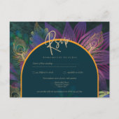 Peacock Jewel Tones Green Blue Wedding Postkarte (Vorderseite)