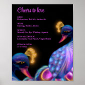 Peacock Jewel Tones Wedding Drinks Menuzeichen Poster (Vorne)