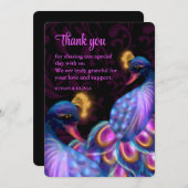 Peacock Jewel Tones Wedding Floral Moody lila Dankeskarte (Vorne/Hinten)