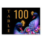 Peacock Jewel Tones Wedding Floral Moody lila Tischnummer (Vorderseite)