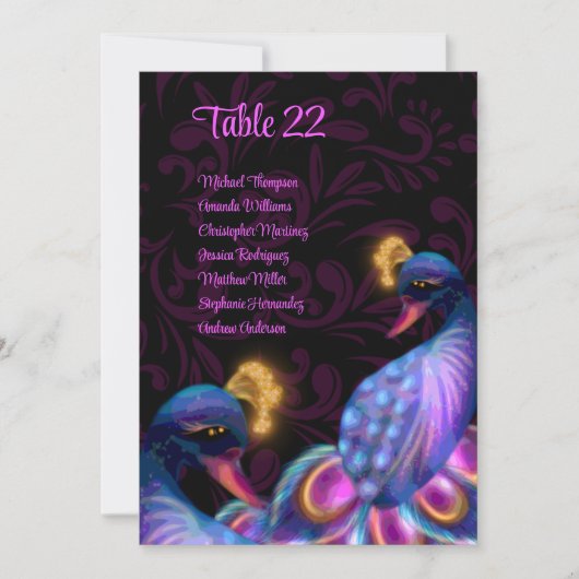 Peacock Jewel Tones Wedding Floral Seating Charts Einladung (Vorderseite)