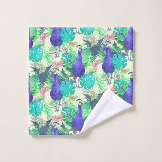 Peacock Jungle Bright Badhandtuch Set (Waschlappen)