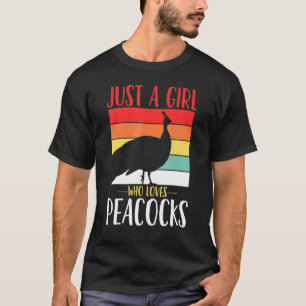 Peacock Just a Girl Who Lieben Peacocks Retro T-Shirt