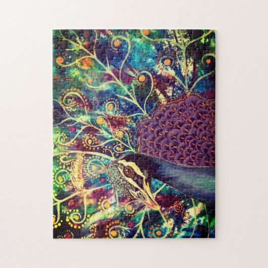 Peacock kaleidoscope farbenfroh boho künstlerisch puzzle (Vertikal)