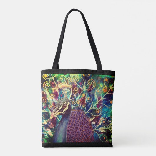 Peacock kaleidoscope farbenfroh boho künstlerisch tasche (Rückseite)