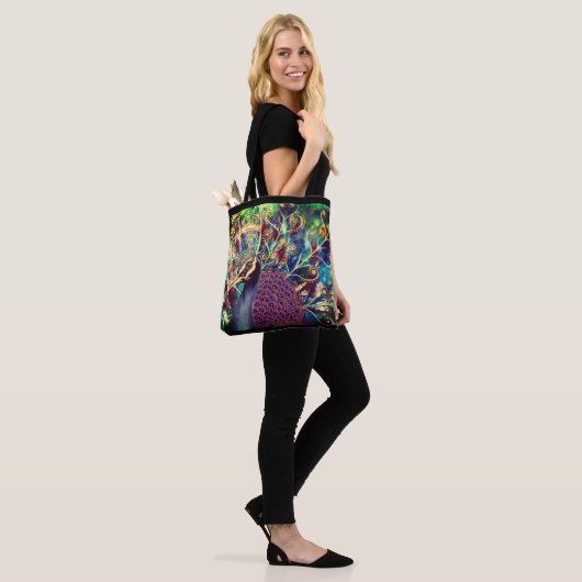 Peacock kaleidoscope farbenfroh boho künstlerisch tasche (Am Model)