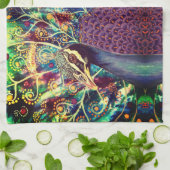 Peacock Kaleidoskop, bunte boho abstrakte Kunst Geschirrtuch (Gefaltet)