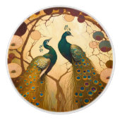 Peacock Klimt Gold Grüne Dekoration Jugendstil Keramikknauf (Vorderseite)