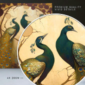 Peacock Klimt Gold Grüne Mauer Dekor Jugendstil Fliese