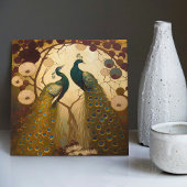 Peacock Klimt Gold Grüne Mauer Dekor Jugendstil Fliese