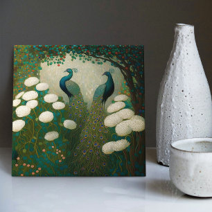 Peacock Klimt Wall Deco Repro Art Nouveau Fliese