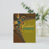 Peacock Lace Cocktail Party Postkarte Einladung (Stehend Vorderseite)