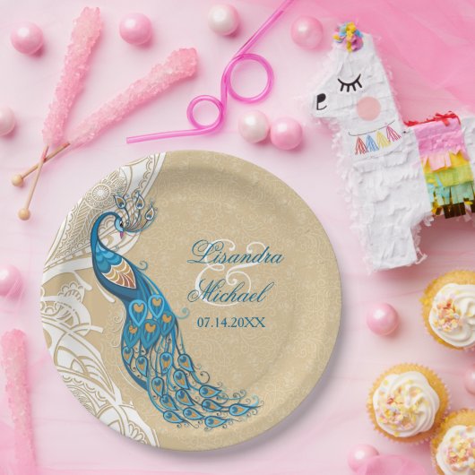 Peacock Lace Elegance 2 Custom Paper Tellers Pappteller (Party)