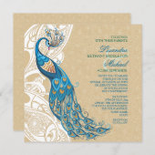 Peacock Lace Elegance 2 Hochzeit Einladung (Vorne/Hinten)