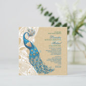 Peacock Lace Elegance 2 Hochzeit Einladung (Stehend Vorderseite)