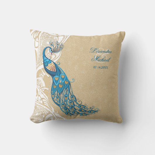 Peacock Lace Elegance 2 Wedding Keepake Pillow Kissen (Vorderseite)