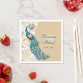 Peacock Lace Elegance 2 Wedding Napkins Serviette (Beispiel)