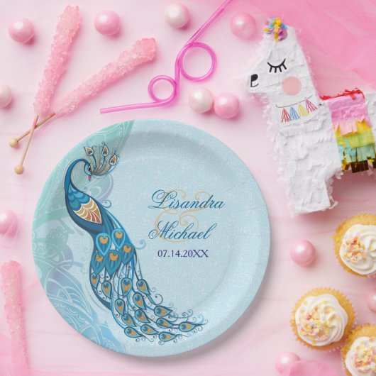 Peacock Lace Elegance Custom Paper Tellers Pappteller (Party)