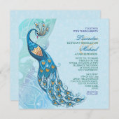 Peacock Lace Elegance Hochzeit Einladung (Vorne/Hinten)