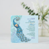 Peacock Lace Elegance Hochzeit Einladung (Stehend Vorderseite)