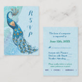 Peacock Lace Elegance Wedding RSVP Begleitkarte (Vorne/Hinten)