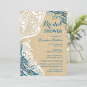 Peacock Lace Elegante 2 Brautparty Einladung (Stehend Vorderseite)