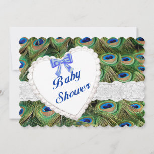 Peacock Lace Heart Baby Dusche Einladung