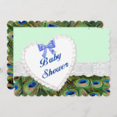 Peacock Lace Heart Baby Dusche Einladung (Vorne/Hinten)