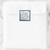Peacock & Leaf series - Leaf Sq Seal Turquoise Quadratischer Aufkleber (Tasche)