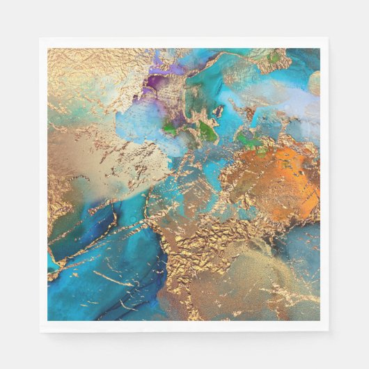 Peacock lila blaue Imitate Goldfolie stilvoll Serviette (Vorderseite)