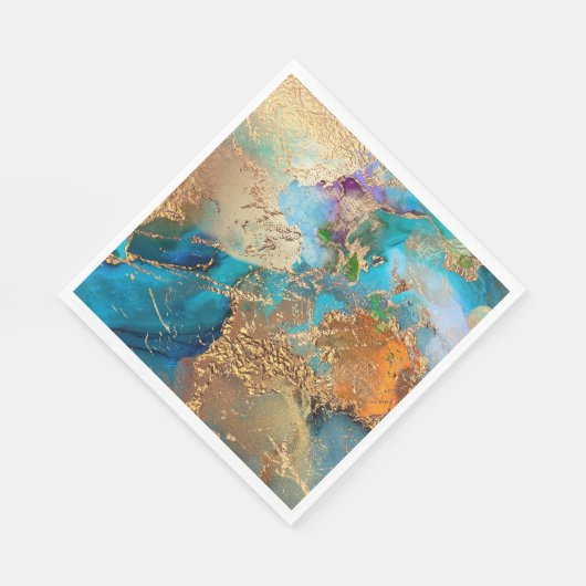 Peacock lila blaue Imitate Goldfolie stilvoll Serviette (Ecke)