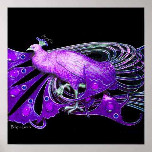 PEACOCK, lila-blauviolett schwarz Poster (Vorne)