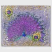 Peacock Lila Gold Rokoko Scrollwork Dekoupage Geschenkpapier (Flach)