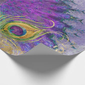 Peacock Lila Gold Rokoko Scrollwork Dekoupage Geschenkpapier (Ecke)