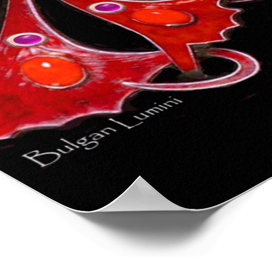 PEACOCK, lila-Grauviolett, rot Poster (Ecke)