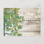 Peacock Love Bird im Baum Save the Date sitzen Ankündigungspostkarte (Rückseite)