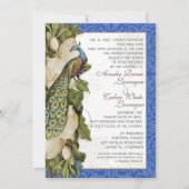 Peacock Magnolia floral Swirl Damask Wedding Einladung (Rückseite)