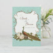 Peacock Magnolia floral Swirl Damask Wedding Einladung (Stehend Vorderseite)