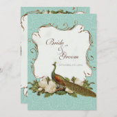 Peacock Magnolia floral Swirl Damask Wedding Einladung (Vorne/Hinten)