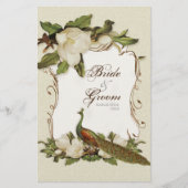 Peacock Magnolia Swirl - Dinner Menu Card (Vorderseite)