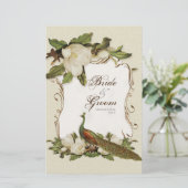 Peacock Magnolia Swirl - Dinner Menu Card (Stehend Vorderseite)