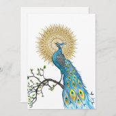 Peacock Mandala Large Flat Note Card (Vorne/Hinten)