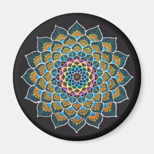 Peacock Mandala Magnet (Vorne)