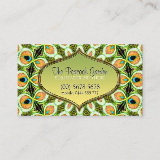 Peacock Mandala Pattern Business Card Visitenkarte (Vorderseite)