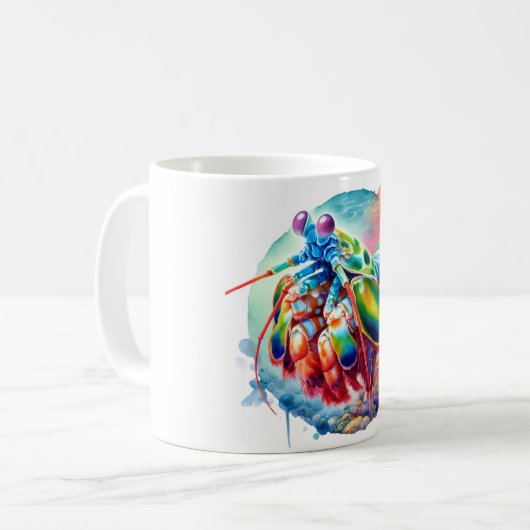 Peacock Mantis Shrimp REF253 - Watercolor Kaffeetasse (Vorderseite Links)