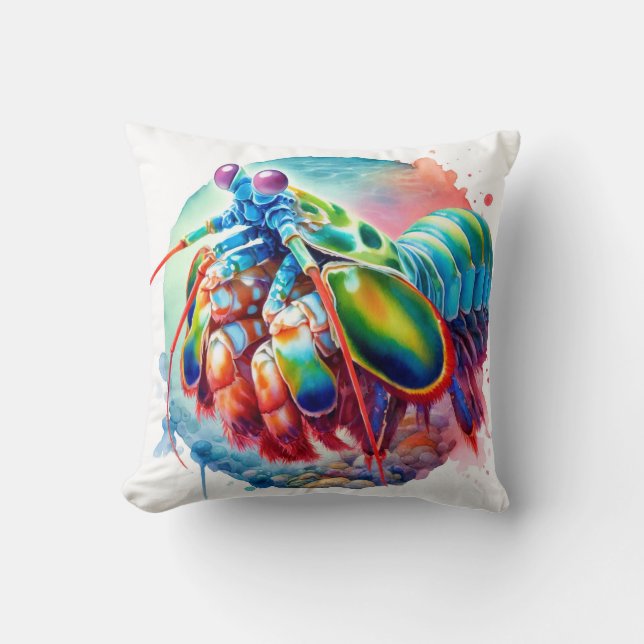 Peacock Mantis Shrimp REF253 - Watercolor Kissen (Vorderseite)