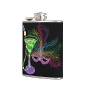 Peacock Mask und Martini Mardi Gras Flachmann (Links)