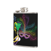 Peacock Mask und Martini Mardi Gras Flachmann (Links)